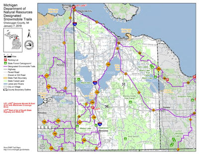 MI DNR Cheboygan County Snowmobile Trails digital map