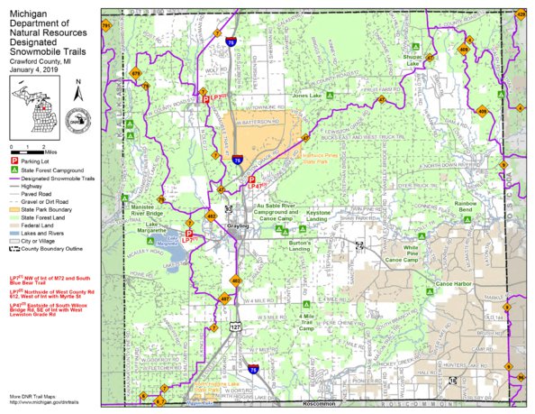 Crawford County Snowmobile Trails Map by MI DNR | Avenza Maps