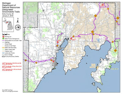 MI DNR Delta County Snowmobile Trails digital map