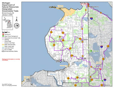 MI DNR Emmet County Snowmobile Trails digital map