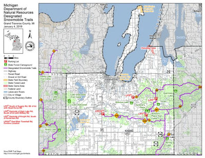 MI DNR Grand Traverse County Snowmobile Trails digital map