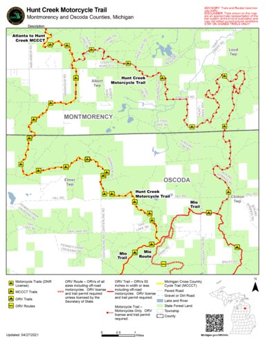 Hunt Creek Motorcycle Trail Map by MI DNR | Avenza Maps