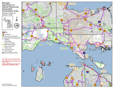 MI DNR Mackinac County Snowmobile Trails digital map