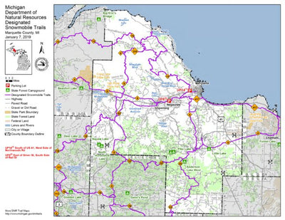 MI DNR Marquette County Snowmobile Trails digital map