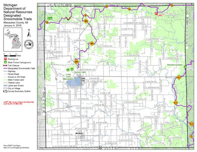 MI DNR Missaukee County Snowmobile Trails digital map