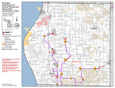 MI DNR Oceana County Snowmobile Trails digital map