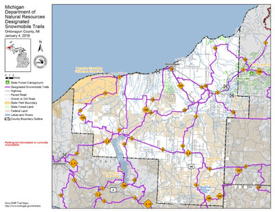 MI DNR Ontonagon County Snowmobile Trails digital map