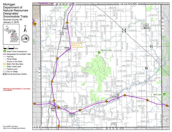 Osceola County Snowmobile Trails Map by MI DNR | Avenza Maps