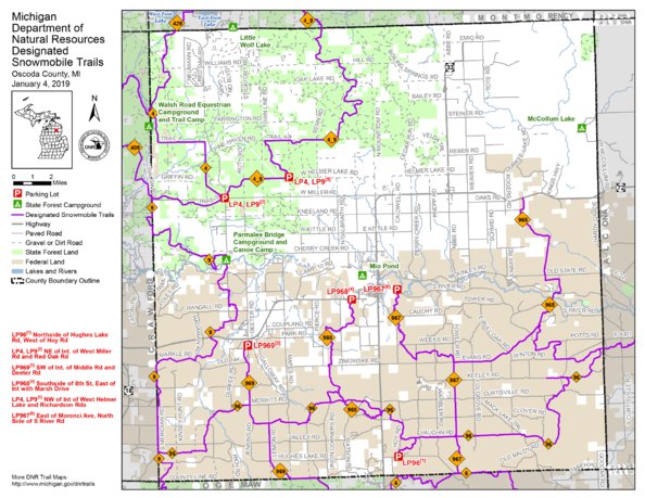 Oscoda County Snowmobile Trails Map by MI DNR | Avenza Maps