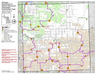 MI DNR Oscoda County Snowmobile Trails digital map