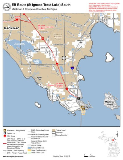 MI DNR St Ignace To Trout Lake Route South digital map