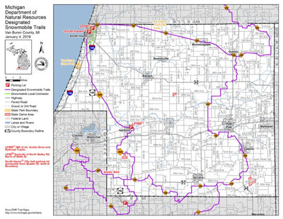 MI DNR Van Buren County Snowmobile Trails digital map