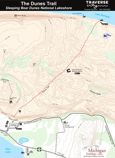MichiganTrailMaps.com Dunes Trail - Sleeping Bear Dunes digital map