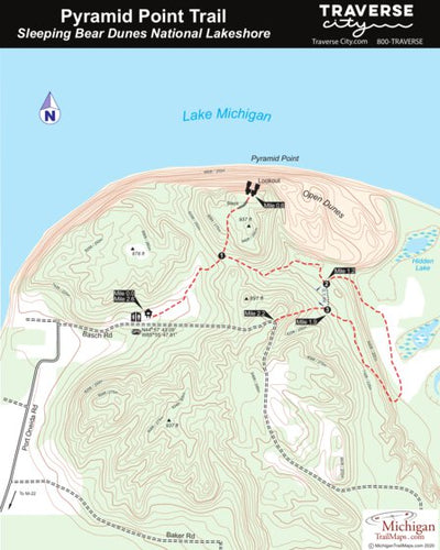 MichiganTrailMaps.com Pyramid Point Trail - Sleeping Bear Dunes digital map