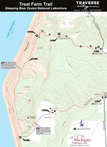 Treat Farm Trail - Sleeping Bear Dunes Map by MichiganTrailMaps.com ...