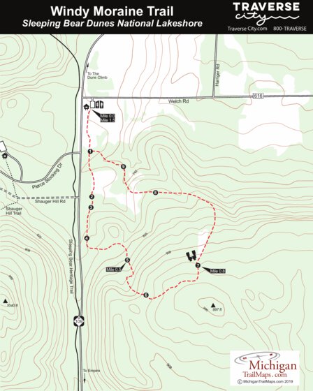 Windy Moraine Trail - Sleeping Bear Dunes Map by MichiganTrailMaps.com ...