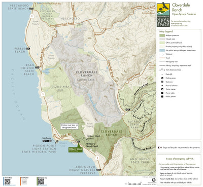 Midpeninsula Regional Open Space District Cloverdale Ranch Open Space Preserve digital map