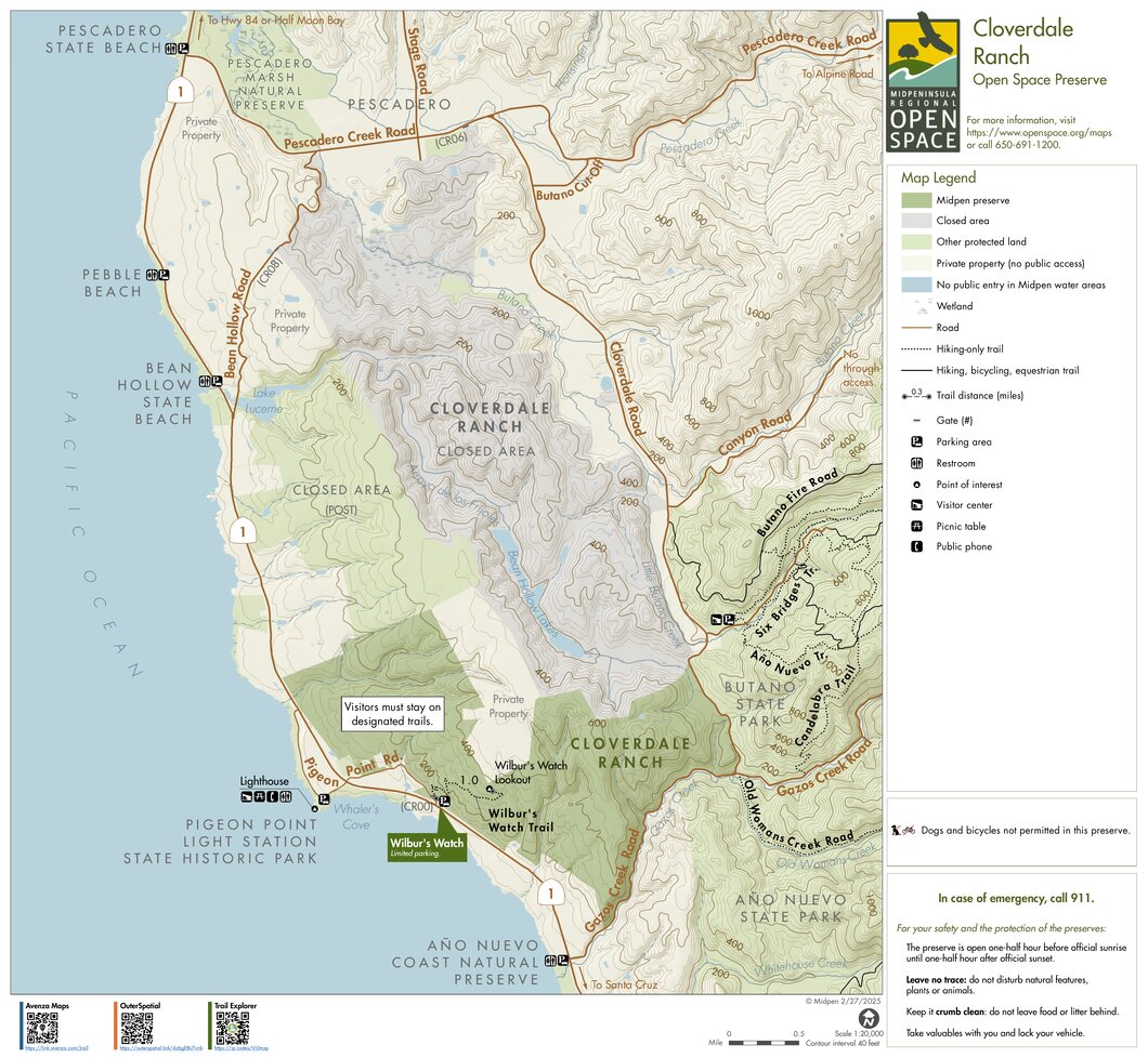 Cloverdale Ranch Open Space Preserve Map by Midpeninsula Regional Open ...