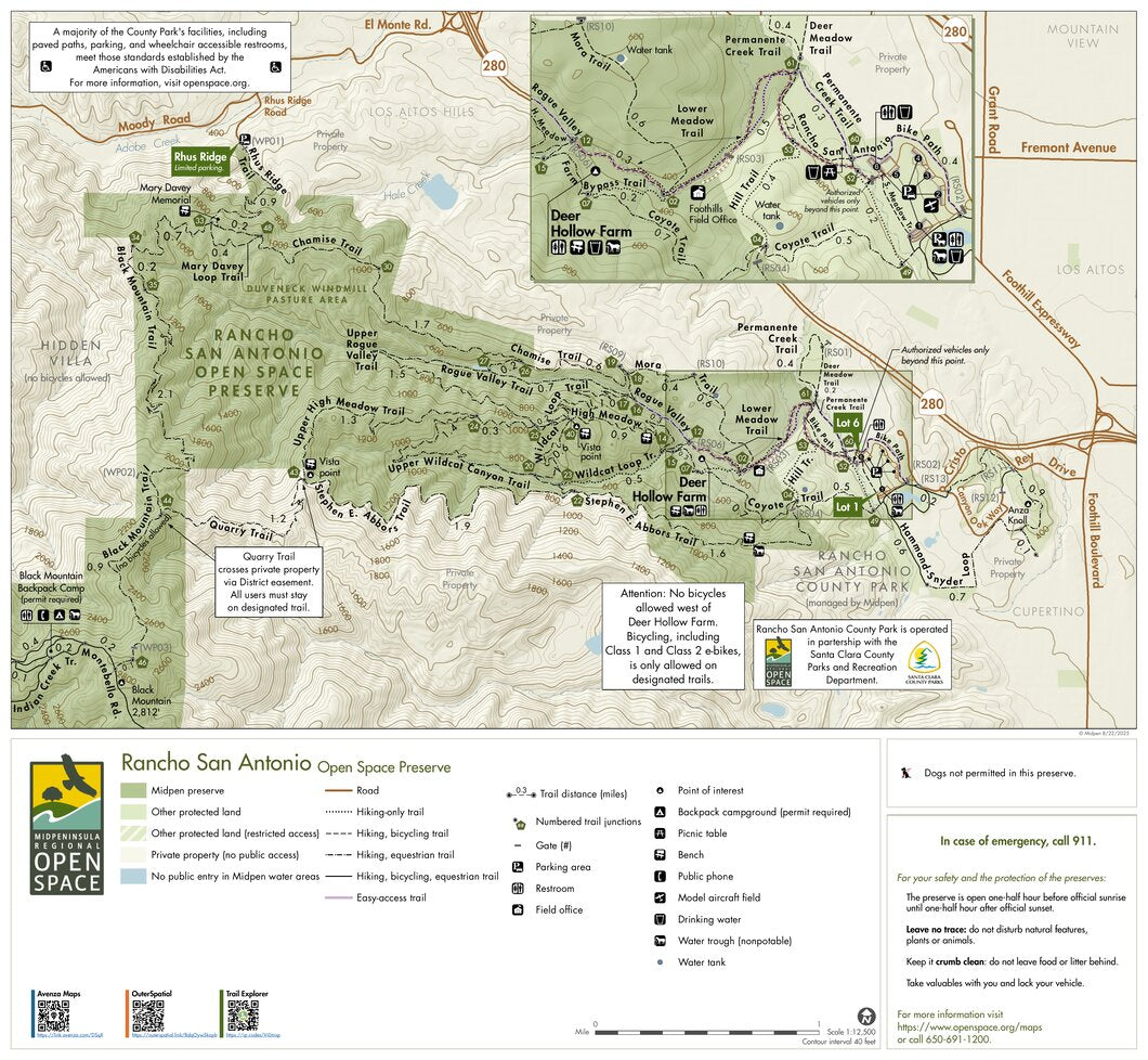 Rancho San Antonio Open Space Preserve Map by Midpeninsula Regional ...
