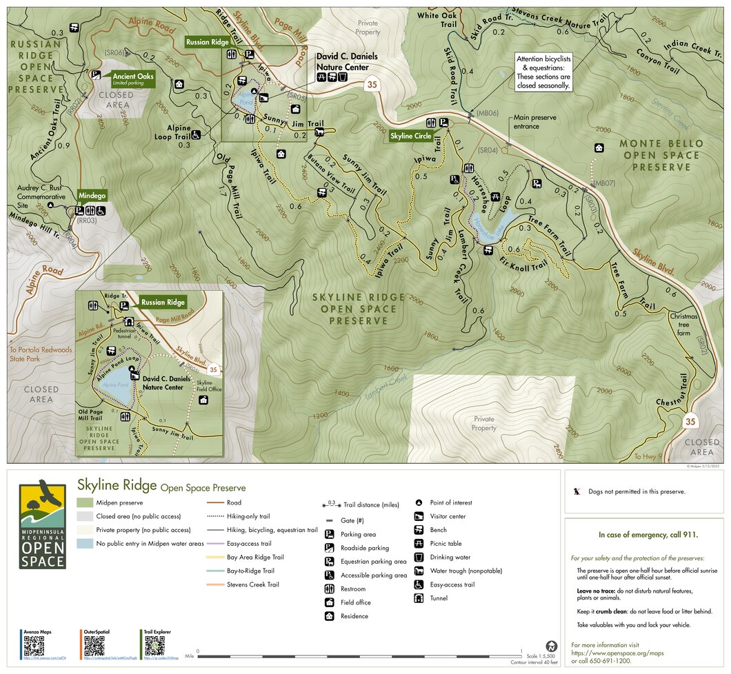Skyline Ridge Open Space Preserve Map by Midpeninsula Regional Open ...