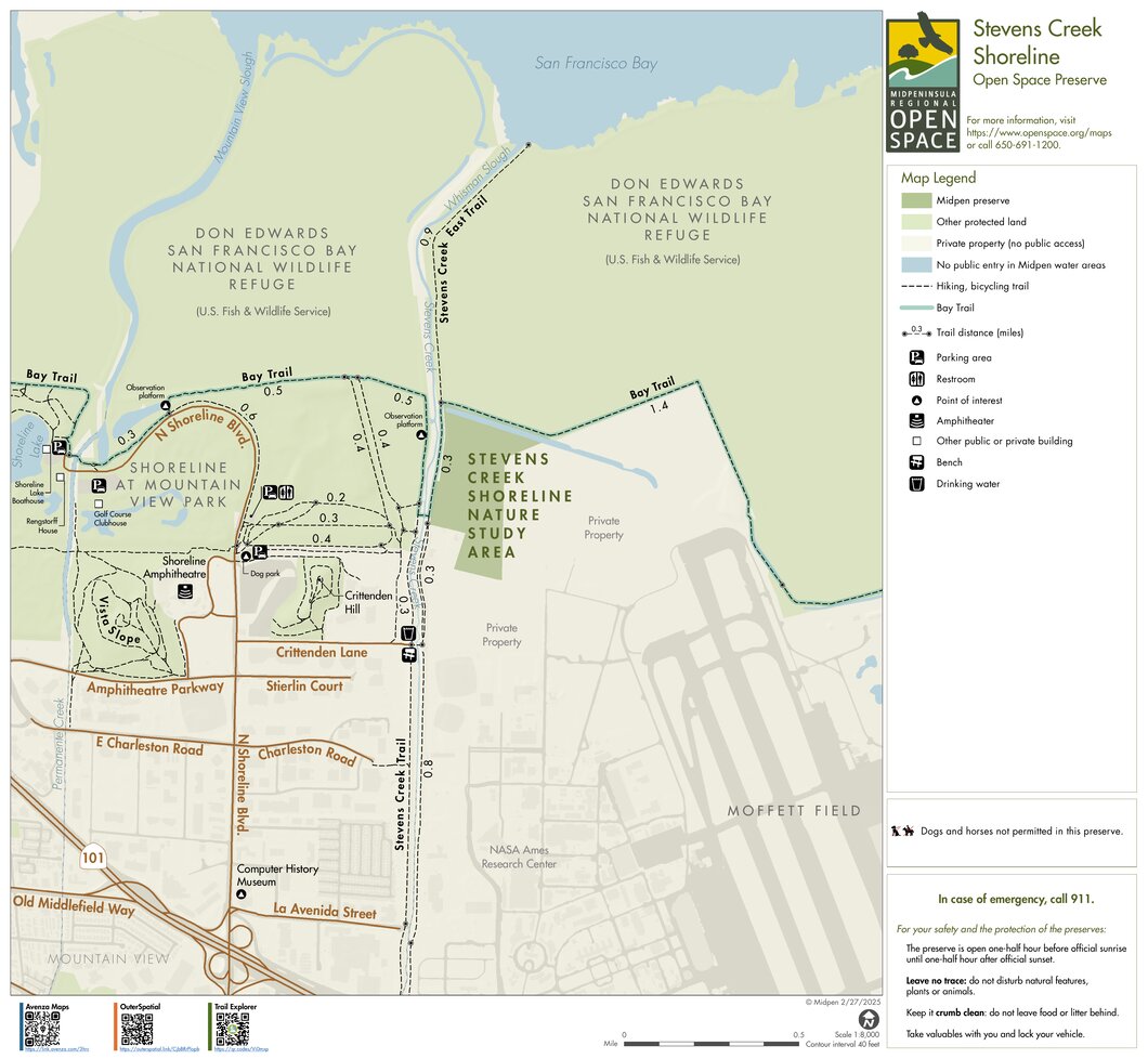 Stevens Creek Shoreline Nature Study Area Map by Midpeninsula Regional ...