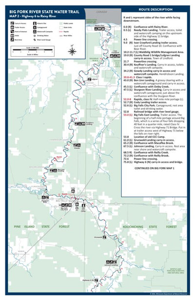 Minnesota Department of Natural Resources Big Fork River State Water Trail - Map 2 from Highway 6 to Rainy River, MNDNR digital map