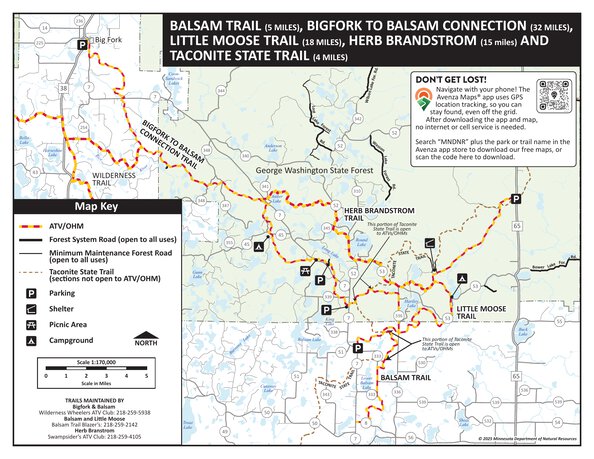 Bigfork Balsam, Little Moose and Taconite OHV Trails, MNDNR Map by