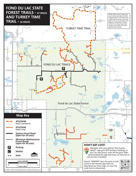 Fond du Lac State Forest and Turkey Time OHV Trails, MNDNR Map by