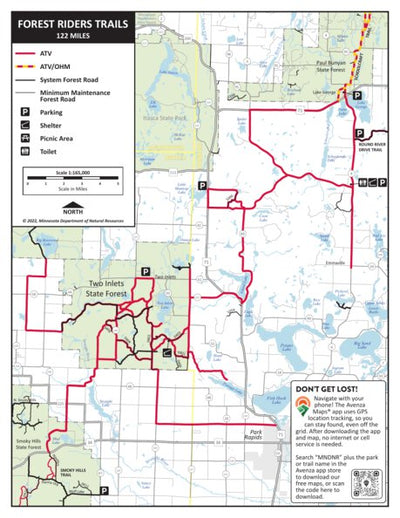 Minnesota Department of Natural Resources Forest Riders OHV Trails, MNDNR digital map