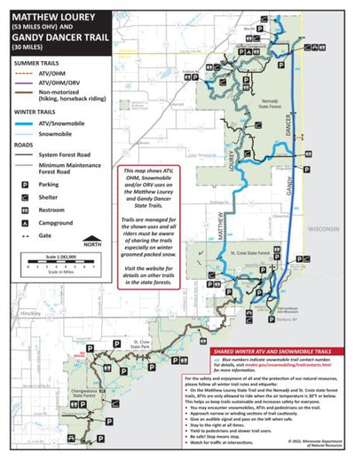 Minnesota Department of Natural Resources Gandy Dancer OHV Trail, MNDNR digital map