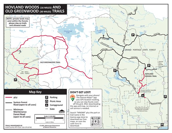 Hovland Woods and Old Greenwood OHV Trails, MNDNR Map by Minnesota