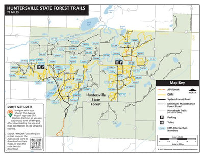 Minnesota Department of Natural Resources Huntersville OHV Trails, MNDNR digital map