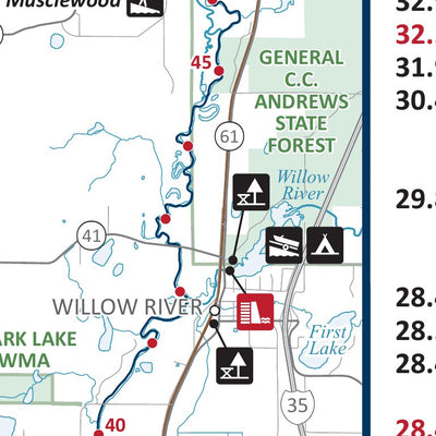 Minnesota Department of Natural Resources Kettle River State Water Trail Map 1 from Kettle River to Sandstone, MNDNR digital map