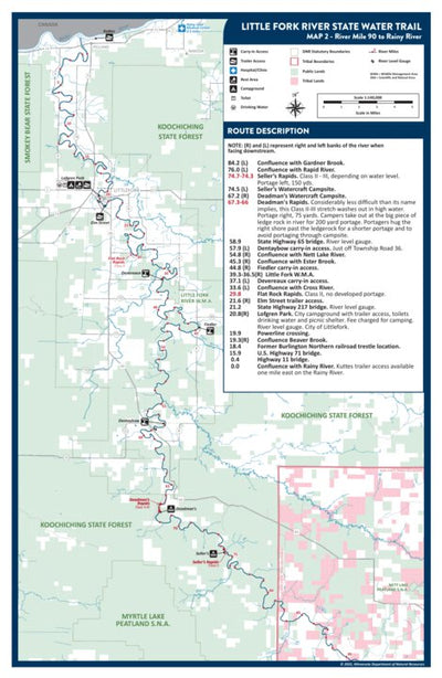 Minnesota Department of Natural Resources Little Fork River State Water Trail - Map 2 River Mile 90 to Rainy River, MNDNR digital map