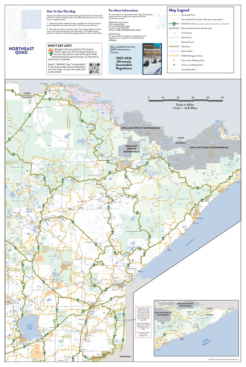 NE Minnesota Snowmobile Quad Map by Minnesota Department of Natural ...