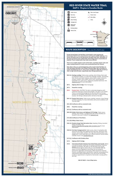 Minnesota Department of Natural Resources Red River State Water Trail - Map 6 Drayton to Canadian Border, MNDNR digital map