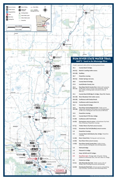 Rum River State Water Trail - Map 3 Isanti to the Mississippi River ...