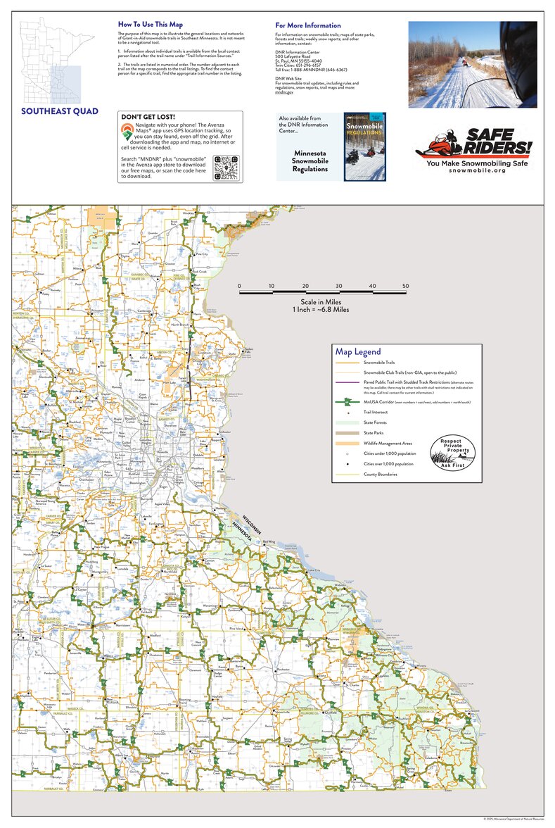 SE Minnesota Snowmobile Trail Quadrant Map by Minnesota Department of ...