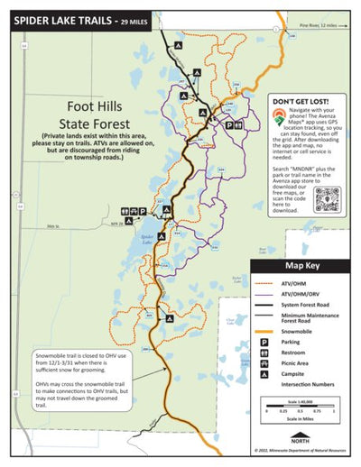 Minnesota Department of Natural Resources Spider Lake OHV Trails, MNDNR digital map