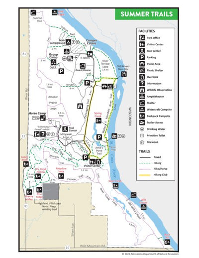 Minnesota Department of Natural Resources Wild River State Park Summer Trail Detail digital map
