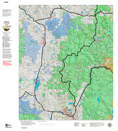 Montana HuntData LLC Montana Antelope Hunting District 215 Land Ownerhip Map digital map