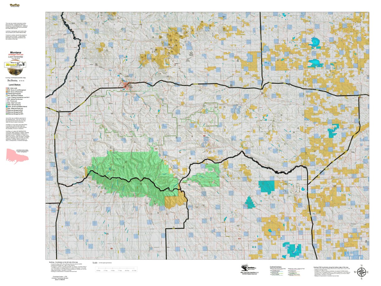 Montana Antelope Hunting District 420 Land Ownerhip Map by Montana ...