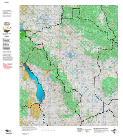 Montana HuntData LLC Montana Antelope Hunting District 490 Land Ownerhip Map digital map