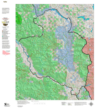 Montana HuntData LLC Montana Bighorn Sheep Hunting District 121 Land Ownerhip Map digital map