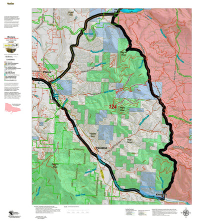 Montana HuntData LLC Montana Bighorn Sheep Hunting District 124 Land Ownerhip Map digital map