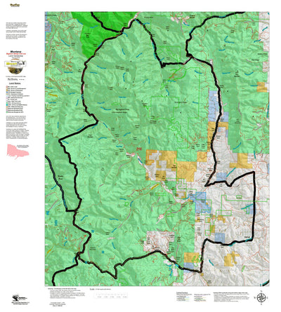 Montana HuntData LLC Montana Bighorn Sheep Hunting District 216 Land Ownerhip Map digital map