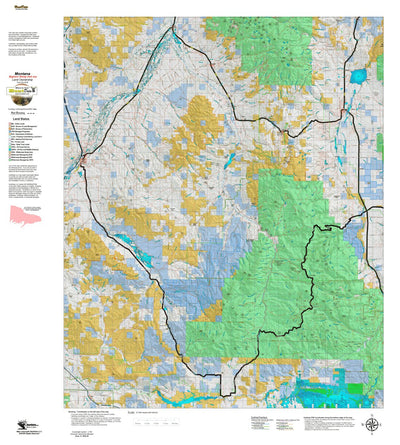 Montana HuntData LLC Montana Bighorn Sheep Hunting District 330 Land Ownerhip Map digital map
