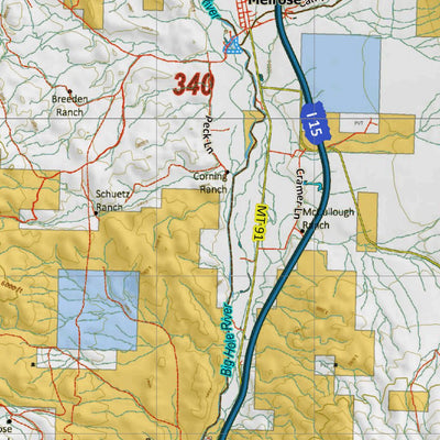 Montana HuntData LLC Montana Bighorn Sheep Hunting District 340 Land Ownerhip Map digital map