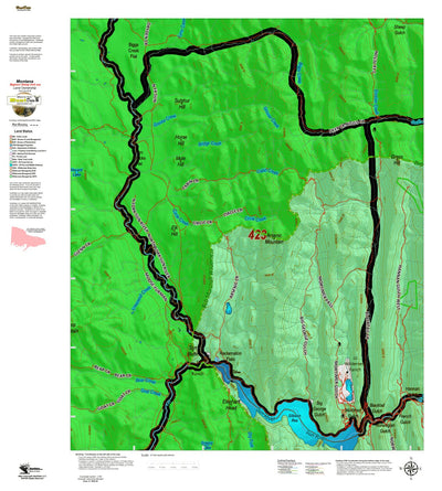 Montana HuntData LLC Montana Bighorn Sheep Hunting District 423 Land Ownerhip Map digital map