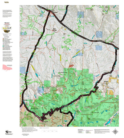 Montana HuntData LLC Montana Elk Hunting District 217 Land Ownerhip Map digital map